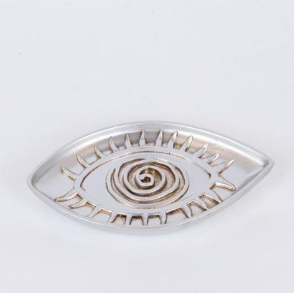 ДЕКОРАТИВНА ЧИНИЯ, ОКО, ПОЛИЗЕРИН, СРЕБРИСТ, 16x9.8x1.3cm