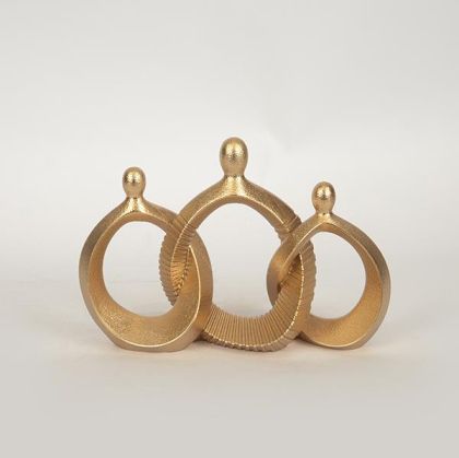 ДЕКОРАЦИЯ ЗА МАСА, ПОЛИЗЕРИН, ТРОЕН КРЪГ, ЗЛАТО, 26,2x9,8x17,8 см