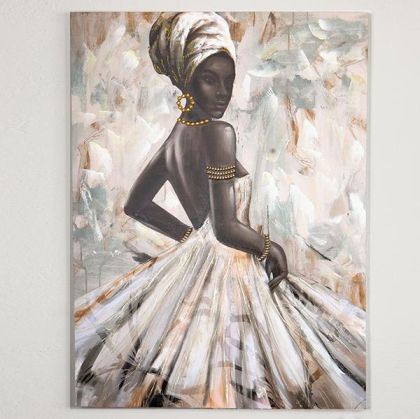 КАРТИНА НА ПЛАТНО, ГРЪБ НА АФРИКАНСКА ЖЕНА, 90x2,5x120cm