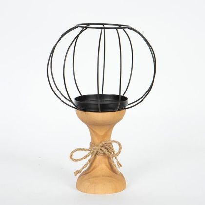 СВЕЩНИК, ДЪРВЕН, КАФЯВ, 20,5x20,5x32см