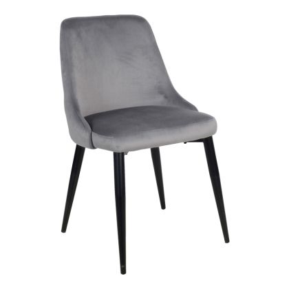 Стол Zedna Serenity сиво кадифе с черни метални крака 51x58x84см