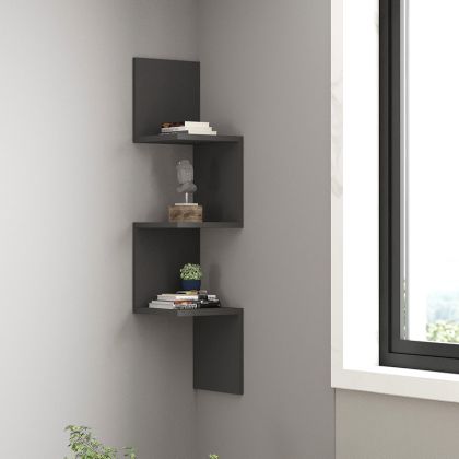 Ъглова стенна етажерка Insta в цвят антрацит 25x25x105.5см