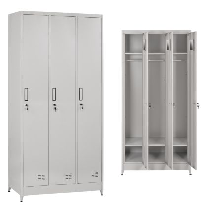 МЕТАЛНО ТРОЙНО ШКАФЧЕ С КЛЮЧАЛИ И КРАКА ALTONA HM21103 СИВО 90x45x185Hcm.