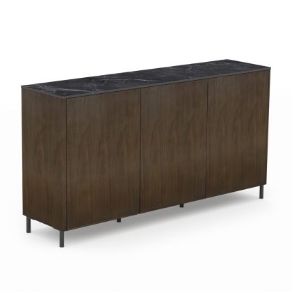 БЮФЕТ HORIZON SM18092 КЕРАМИЧЕН ПЛОТ - ОРЕХОВ ФУРНИР - МЕТАЛНИ КРАКА 160X40X85ВСМ.