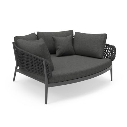 ДВУМЕСТЕН ДИВАН CAMELLIA SM6217.01 ТЪМНО СИВ АЛУМИНИЙ - ПОЛИЕТИЛЕН ОЛЕФИН - ОЛЕФИН 164X144X70ВСМ.