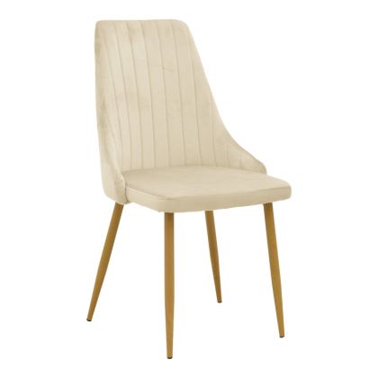 СТОЛ AZORI БЕЖОВА КАДИФЕНА МАТЕРИЯ С ЕСТЕСТВЕН МЕТАЛЕН КРАК 49X55X85СМ