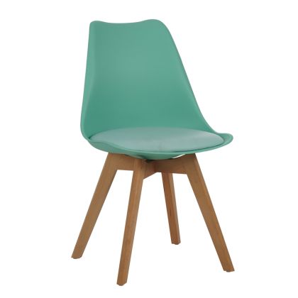 Стол Gaston pp-pu в цвят teal с естествен дървен крак 48.5x53.5x83см