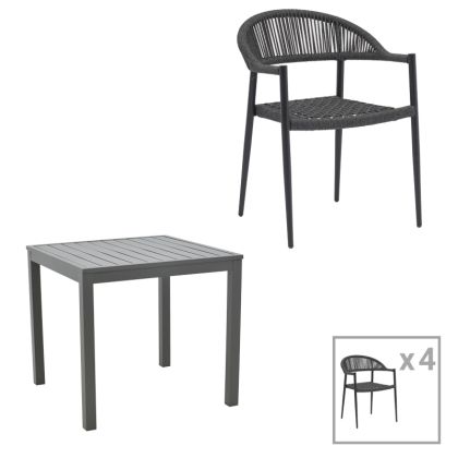 ТРАПЕЗНА МАСА KLITON-FREIBURG КОМПЛЕКТ ОТ 5 ЧАСТИ АЛУМИНИЙ И АНТРАЦИТ 80X80X74СМ
