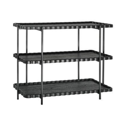 ТРИЕТАЖЕН ПОМОЩЕН MDF РАФТ С МЕТАЛНИ КРАКА FL03250 ЧЕРЕН ЦВЯТ 122X42X96СМ