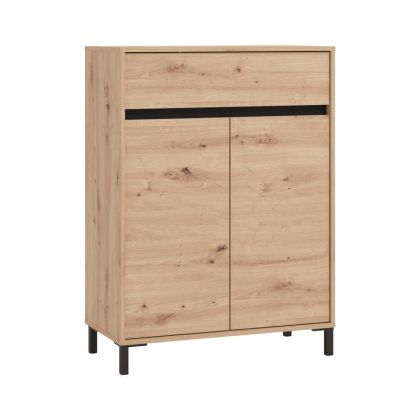 ШКАФ ЗА ОБУВКИ FLANNAN 2K1F2V АРТИСАН ДЪБ/ЧЕРЕН МАТОВ ЦВЯТ 80X40X110СМ