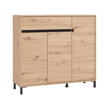 ШКАФ ЗА ОБУВКИ FLANNAN 3K1F3V АРТИСАН ДЪБ/ЧЕРЕН МАТОВ ЦВЯТ 120X40X110СМ