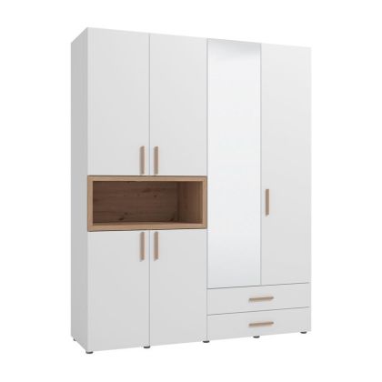 ГАРДЕРОБ DONALD 4K2F1O В227 БЯЛ/ЦВЯТ ДЪБ 179X57X227СМ