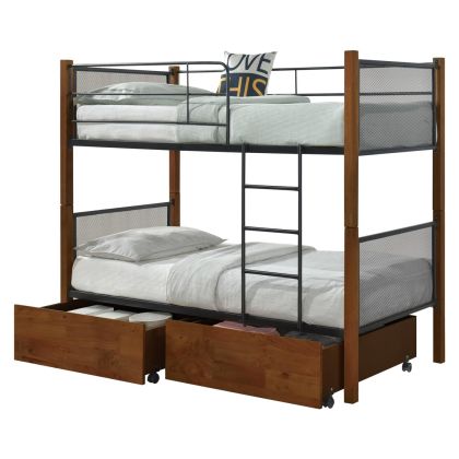 ДВУЕТАЖНО ЛЕГЛО С ЧЕКМЕДЖЕТА RAYVEN HM21119 ДЪРВО-МЕТАЛ-ЗА МАТРАК 90X190СМ.