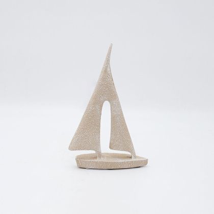 ДЕКОРАТИВНА СКУЛПТУРА, ЛОДКА, ПОЛИРЕЗИН, БЕЖОВА, 13.5x3.5x20.5см