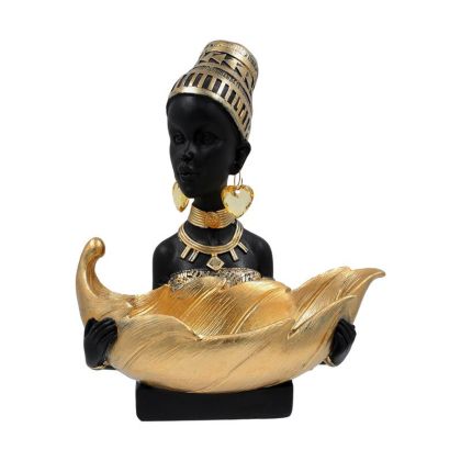 ДЕКОРАТИВНА ФИГУРА FL213901 &quot;АФРИКАНСКА КРАЛИЦА&quot; ЗЛАТИСТО ЧЕРЕН ЦВЯТ 25x15x23см