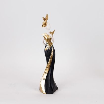 ДЕКОРАТИВНА ФИГУРКА ЗА НАСТОЛА, ЖЕНА, ЧЕРНО И ЗЛАТНО, 10x9x41 см