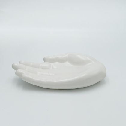 ДЕКОРАЦИЯ ЗА МАСА РЪЧНА КЕРАМИЧНА БЯЛА 31.5x17x6.5см