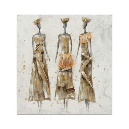 КАРТИНА НА ПЛАТНО &quot;Три африкански дами&quot; 80x3x80см