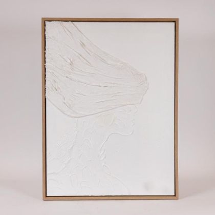 КАРТИНА ПЛАТНО РЪЧНО РИСУВАНО, бяла 60x3.8x80см