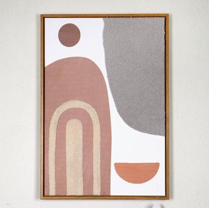 КАРТИНА ПЛАТНО С PS РАМКА ABDTRACT ART КРЪГОВЕ БЯЛО - БЕЖОВО - КАФЯВО 42.5x2.8x62.5см