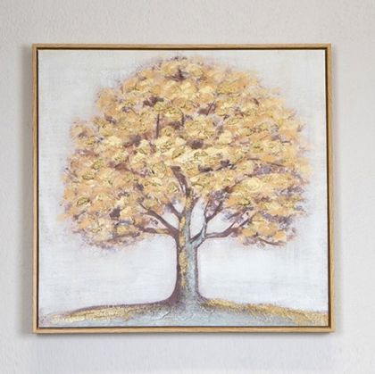 КАРТИНА ПЛАТНО СЪС ЗЛАТНА РАМКА ДЪРВО КАФЯВО - ЗЛАТИСТО 60x60x3.5см