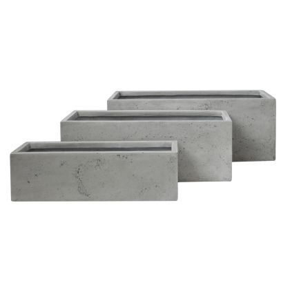 КАШПИ, ПРАВОЪГЪЛНИ, КОМПЛЕКТ ОТ 3 ЧАСТИ, СЕРИЯ GARDENER HM4723, ФИБЕРГЛИНА, СИВО, 81X30.5X30.5 В СМ.