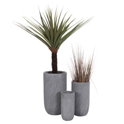 КАШПИ, ЦИЛИНДРИЧНИ, КОМПЛЕКТ ОТ 3 ЧАСТИ, СЕРИЯ GARDENER HM4720 ФИБЕРГЛИНА В ЦВЯТ ЦИМЕНТ Φ44X78.5ВСМ.
