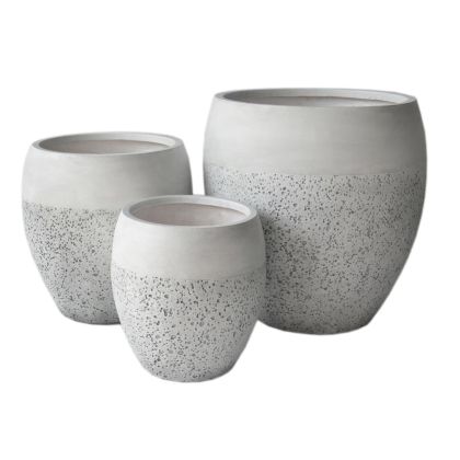 КОМПЛЕКТ КАШПИ ОТ 3 ЧАСТИ СЕРИЯ GARDENER HM4718 ФИБРОГЛИНА В БЯЛО Φ55X54.5 В СМ.