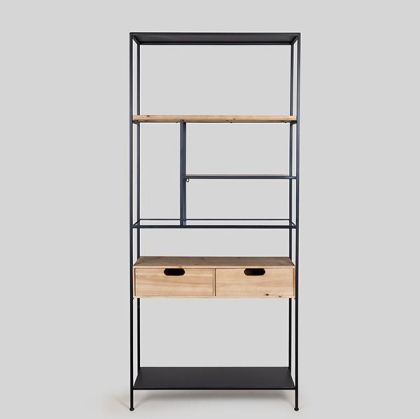 МЕТАЛНА ЕТАЖЕРКА ЧЕРНО 80X26X180СМ