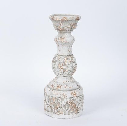 СВЕЩНИК, ЦИМЕНТОВ, БЯЛ, 13x13x32.5см