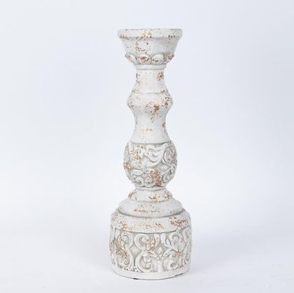 СВЕЩНИК, ЦИМЕНТОВ, БЯЛ, 14x14x39.5см