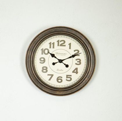 СТЕНЕН ЧАСОВНИК, АНТИЧНО КАФЯВ - БЯЛ - ЗЛАТИСТ 44.5x44.5x6см