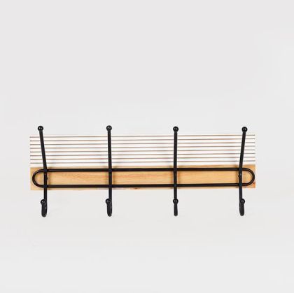 СТЕННА ЗАКАЧАЛКА, 4 КУКИ, МЕТАЛ-ДЪРВО, 48X9X20СМ