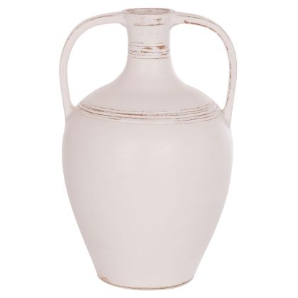 ДЕКОРАТИВНА ВАЗА (АМФОРА) FEAX HM4676.02L ТЕРАКОТА В БЯЛО - 35x35x58Hсм.