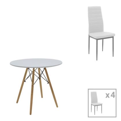 КОМПЛЕКТ ТРАПЕЗАРНИ МАСИ JULITA-PARKER ОТ 5 ЧАСТИ MDF БЯЛО-ЕСТЕСТВЕНИ КРАКА D80X73СМ