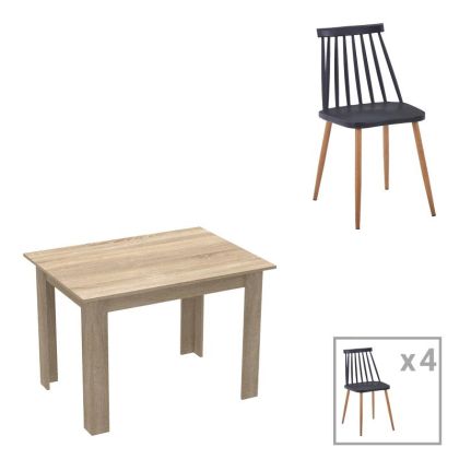 КОМПЛЕКТ ТРАПЕЗАРНИ МАСИ ОТ 5 ЧАСТИ MANKA-AURORA I В ЦВЯТ SONOMA-BLACK 110X80X77СМ