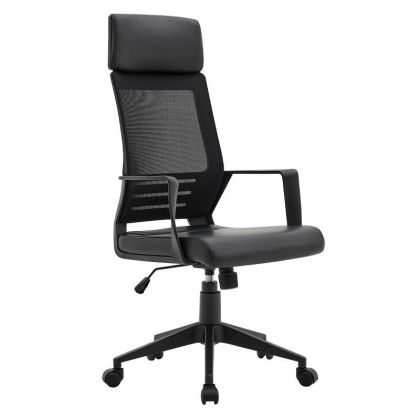 ОФИС СТОЛ FL19 ЧЕРНА ИЗКУСТВЕНА КОЖА 60x62x128см