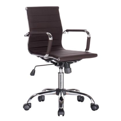 ОФИС СТОЛ FL6002 КАФЯВА ИЗКУСТВЕНА КОЖА 54x59x89см