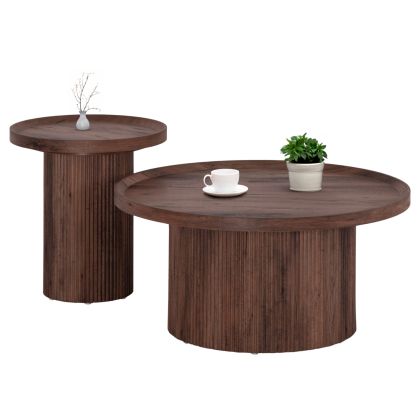 ХОЛНИ МАСИ 2БР. КОМПЛЕКТ MARGON HM21084 MDF В ТЪМНО КАФЯВ ЦВЯТ Φ80cm &amp; Φ45cm