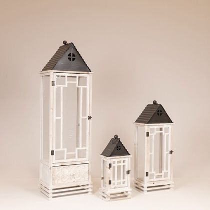 S/3 ФЕНЕРА, ДЪРВЕНО-МЕТАЛЕН ПЛОЩ, БЯЛО-ЧЕРНО, S20x13x43, M:27x20x69, L:34x26113см