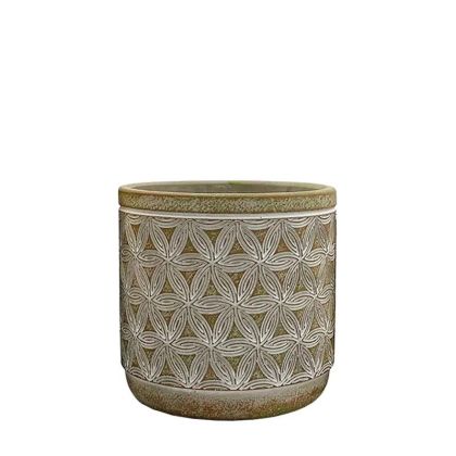 АНТИЧНА БРОНЗОВА КРЪГЛА САКСИЯ С ЦВЕТЕН МОДЕЛ, СРЕДНА - Φ15x14.5 см, 12/20 КУТИЙКИ