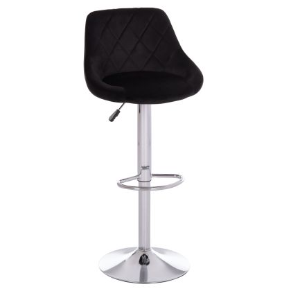БАР СТОЛ ROSE HM204.44 ХРОМИРАНА ОСНОВА И ОКАЧВАНЕ И ЧЕРНО КАДИФЕ 48X45X105ВСМ.