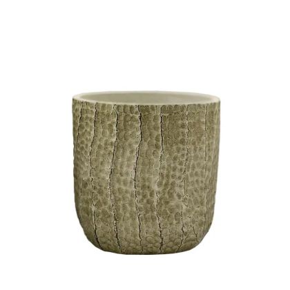 БЕЖОВА КРЪГЛА САКСИЯ С ПУКНАТИНИ, СРЕДНА - Φ15x14.5см 12/20 КУТИЙКИ