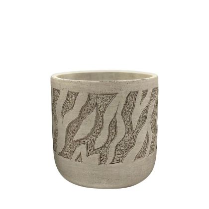 БЕЖОВА КРЪГЛА САКСИЯ С ТИГРОВ МОДЕЛ, СРЕДНА - Φ15x14.5 см 12/20 КУТИЙКИ