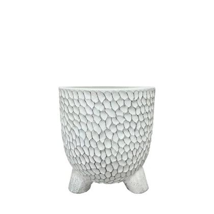 БЯЛА КРЪГЛА САКСИЯ С КРАКА МАЛКА - Φ13x14см 18/15KIB