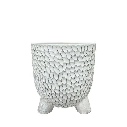 БЯЛА КРЪГЛА САКСИЯ С КРАКА, СРЕДНА - Φ15x16см 12/20 КУТИЙКИ