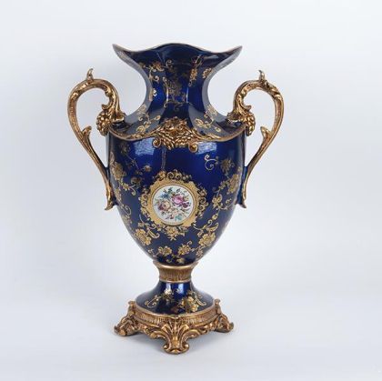 ВАЗА ОТ ПОРЦЕЛАН С ПОЛИРЕЗИН, СИНЯ, 34.5x20x48см