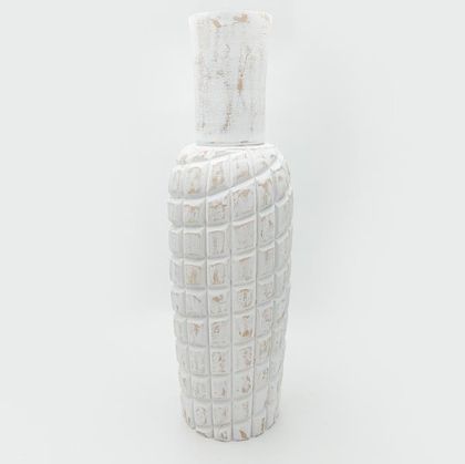 ВАЗА, ДЪРВЕНА, БЯЛО-КАФЯВА, 19x66 см