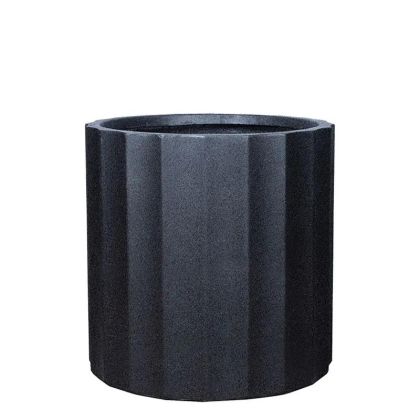 ГОЛЯМА ЧЕРНА ЦИЛИНДРИЧНА САКСИЯ ФИБЕРГЛИНА С КОЛОНА - Φ55x55см