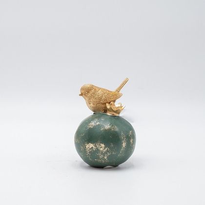 ДЕКОРАТИВЕН НАР С ПТИЦА ЛЯСТОВКА, ПОЛИСМОЛА, БОРДО, 7.5x7.5x10.5см
